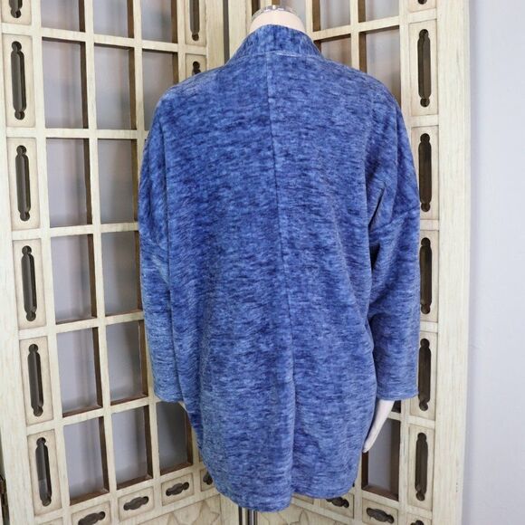 Natori Blue Soft Fuzzy Comfy Fleece Cardigan Sweater [size Large] EUC - Picture 2 of 5